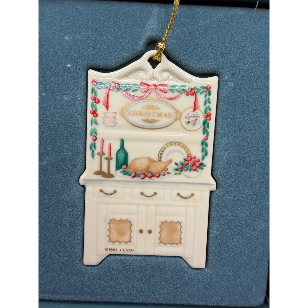Lenox 1991 Christmas Hutch Ornament Ivory China Gold Trim Vintage Holiday Decor